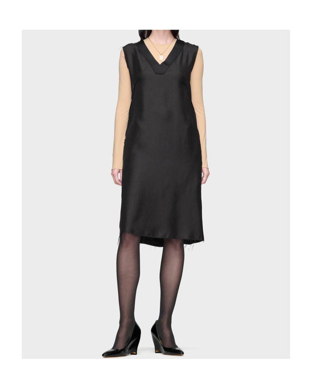 Maison Margiela Black V-Neck Midi Dress