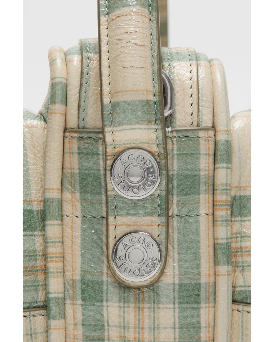 Acne Gray Check-Print Leather Cross Body Bag