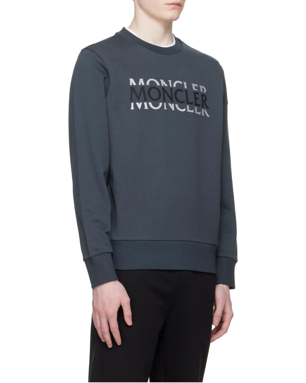Moncler Black Branded Cotton Sweatshirt for men