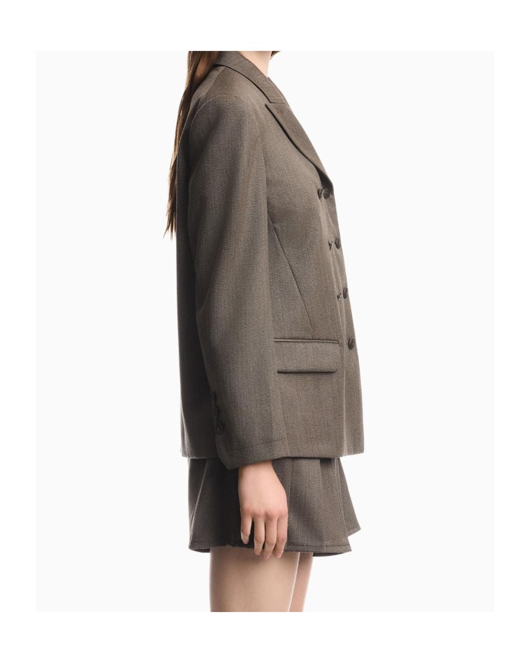 Emporio Armani Gray Double-Breasted Virgin Wool Blazer