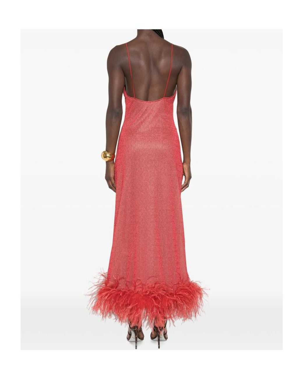 Oseree Red Suspender Dress