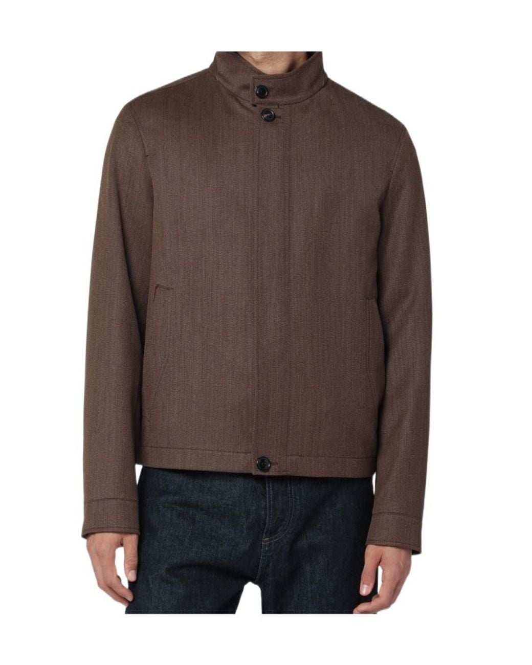 Zegna Brown Long-Sleeved Straight-Hem Jacket for men