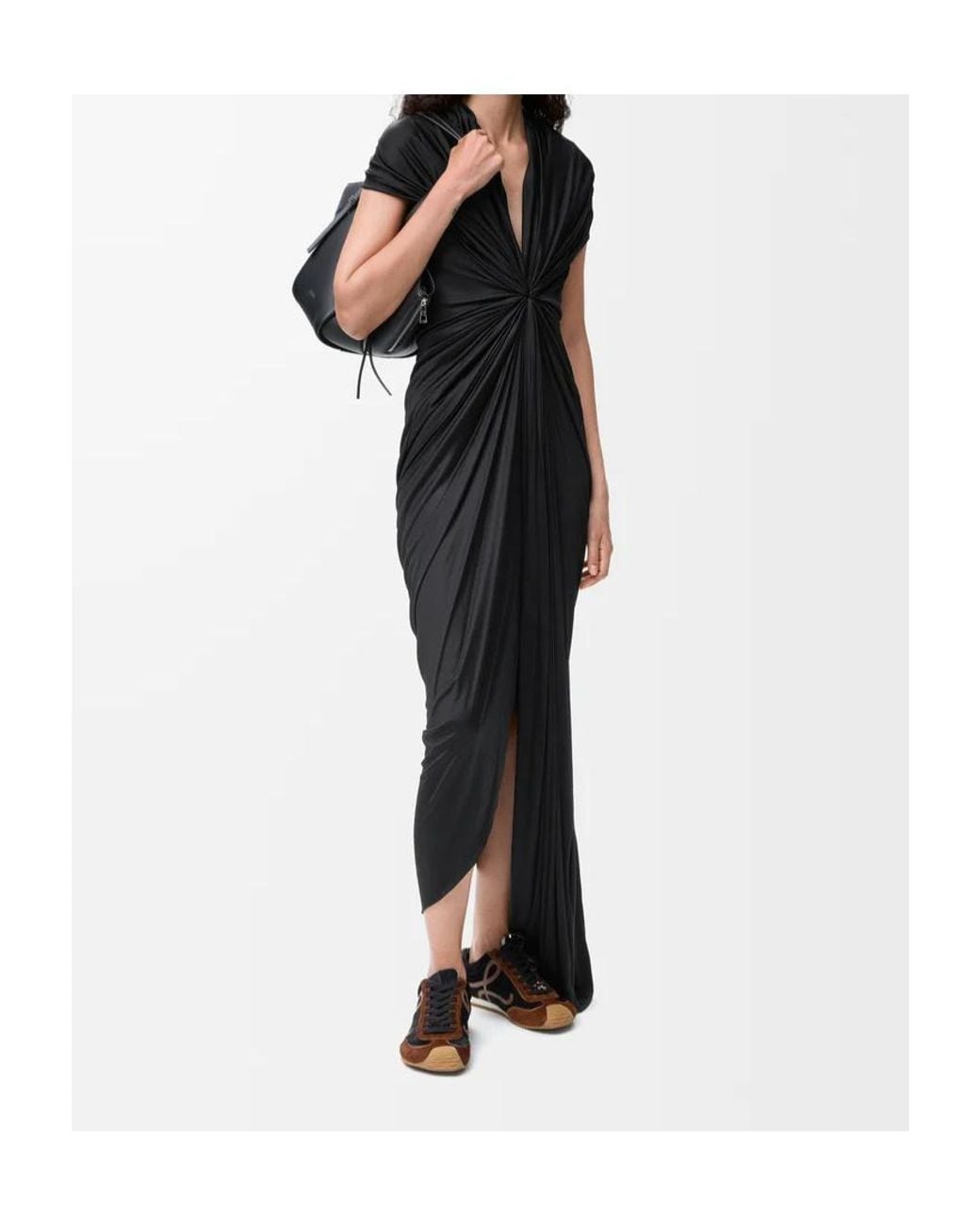 Loewe Black Gathered Draped Sleeveless Dress