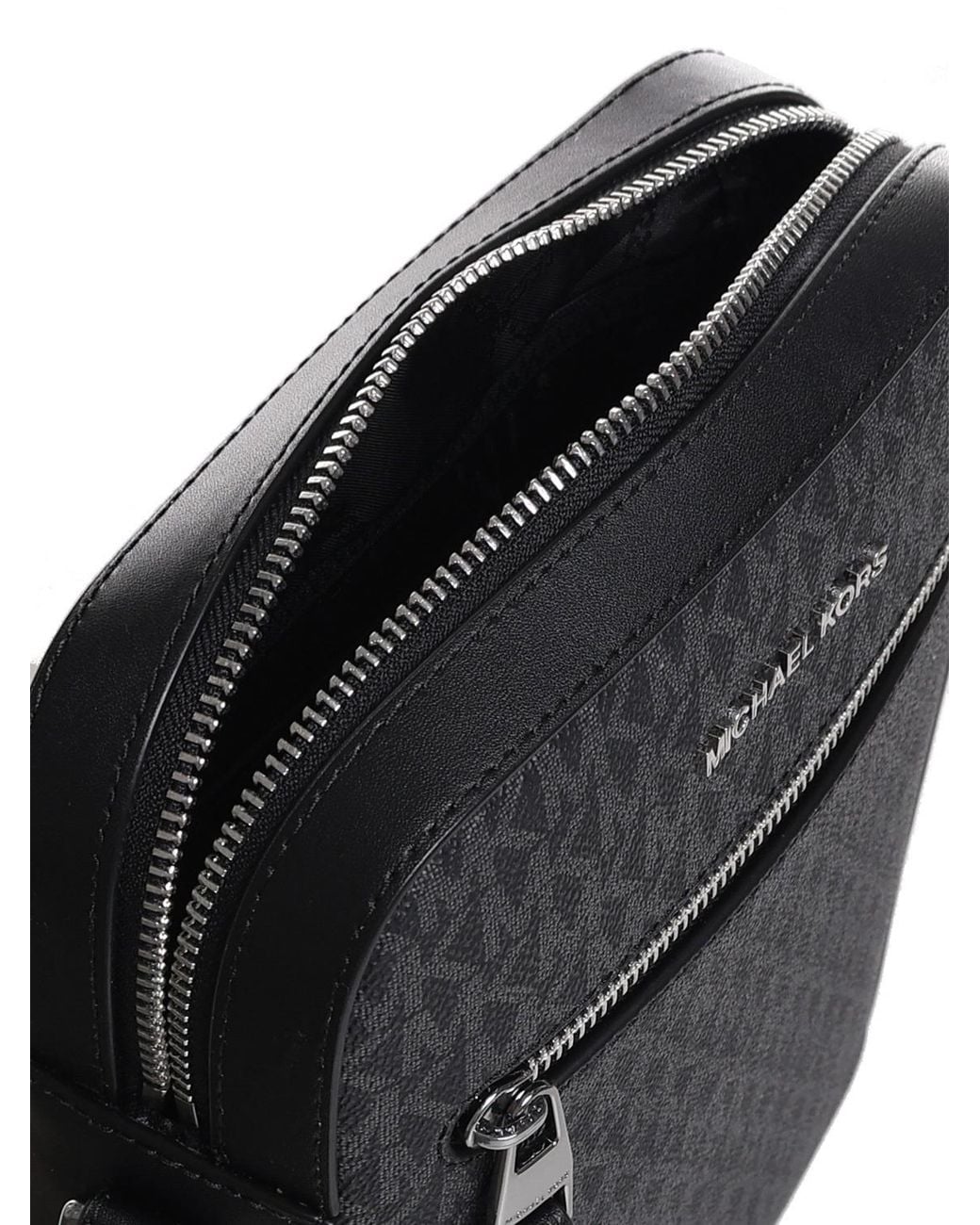 Michael Kors Black Varick Logo Detailed Zipped Messenger Bag for men