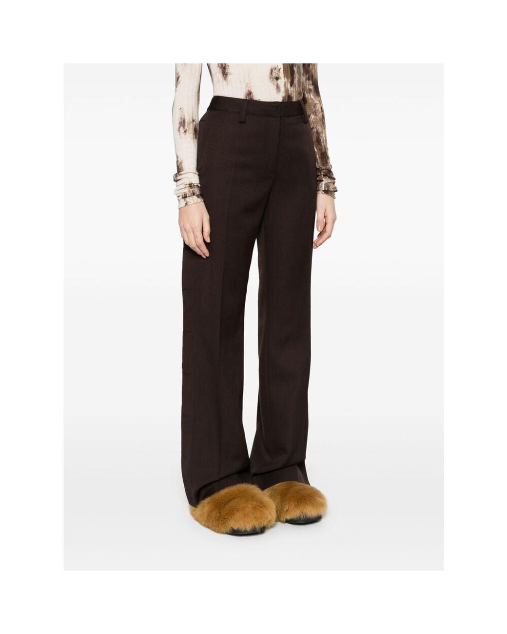 Off-White c/o Virgil Abloh Black Pleat Detailed Wide Leg Trousers