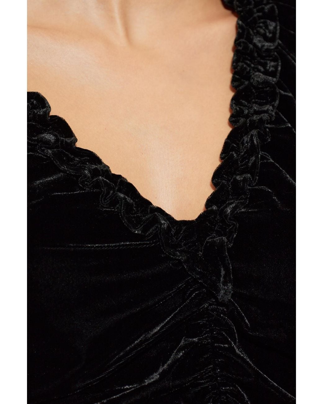 Baum und Pferdgarten Black Melline Ruched Velvet Top