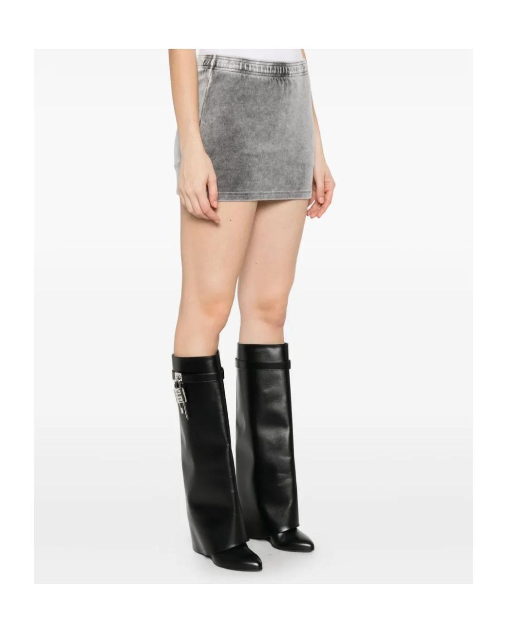 T By Alexander Wang Gray Alexander Wang Mid-Rise Denim Mini Skorts