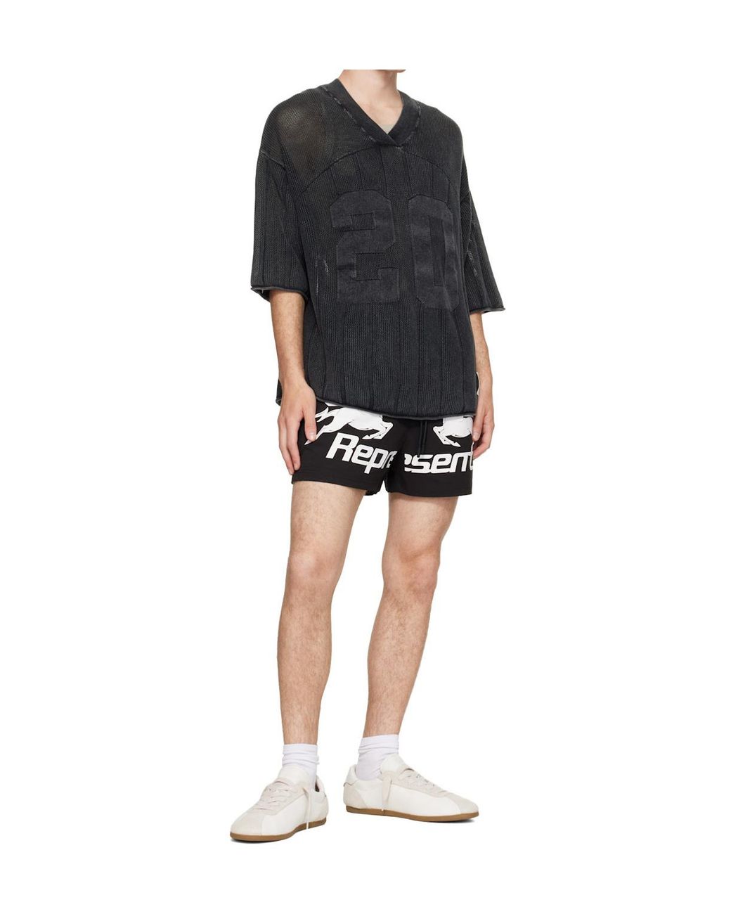 Represent Black Nothing Faster Drawstring Swim Trunks for men