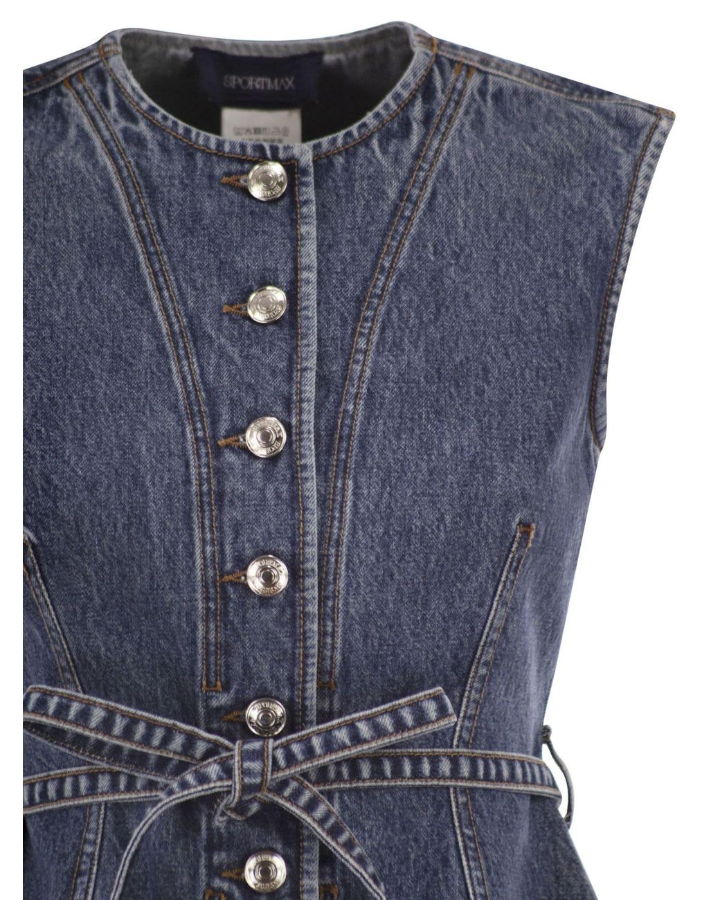 Sportmax Blue Spddominio Denim Sleeveless Top
