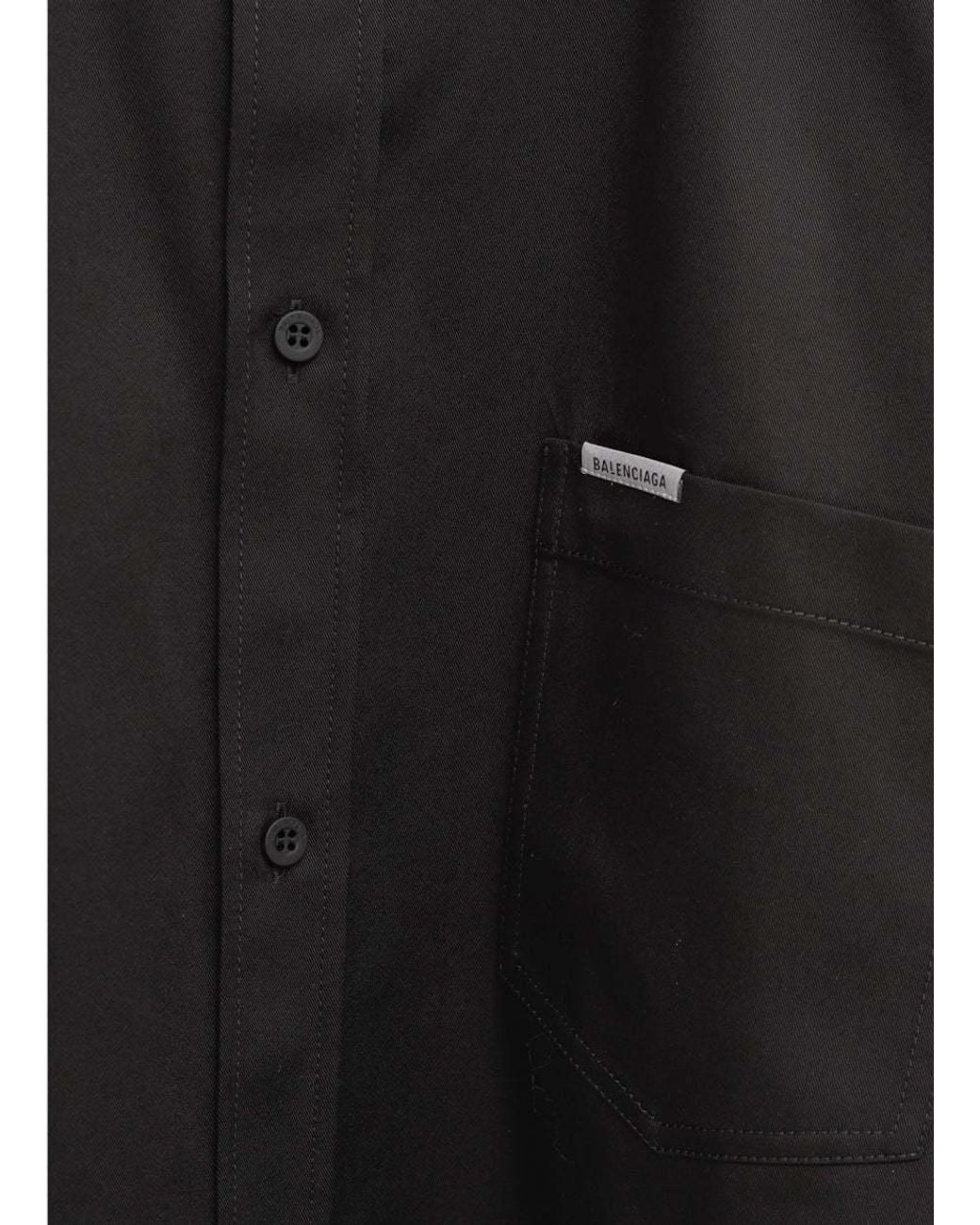 Balenciaga Black Chest Pocket Short-Sleeved Shirt for men