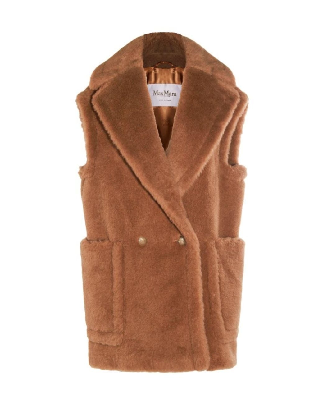 Max Mara Brown Bread1234 Double-Breasted Teddy Gilet