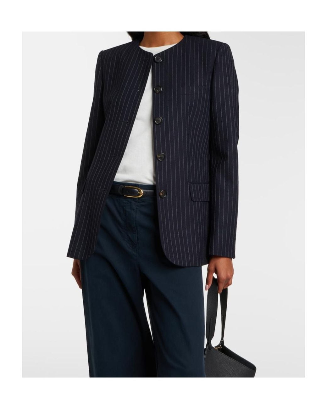 Nili Lotan Blue Pinstripe Wool Jacket