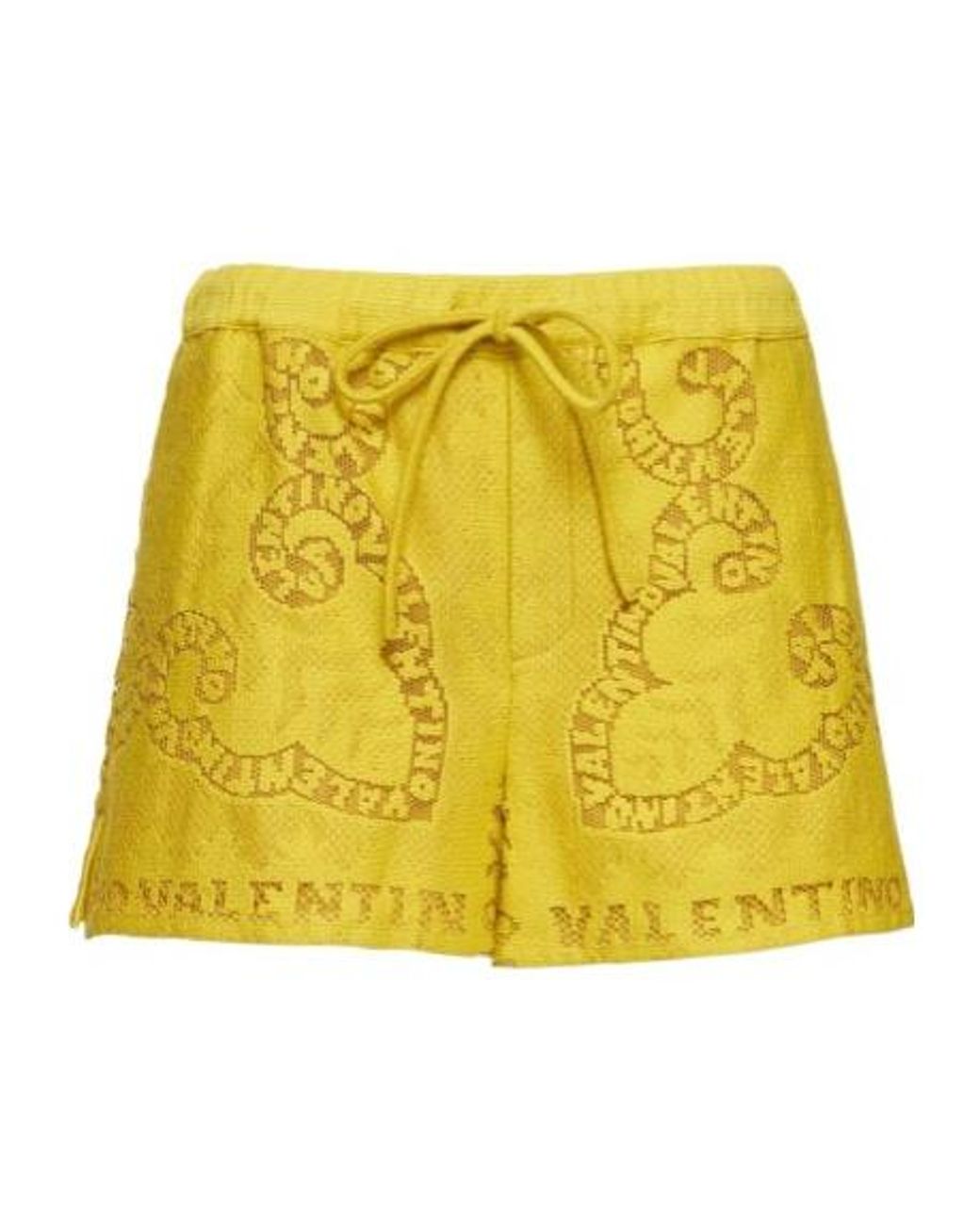 Valentino Yellow Shorts With Embroidered Details