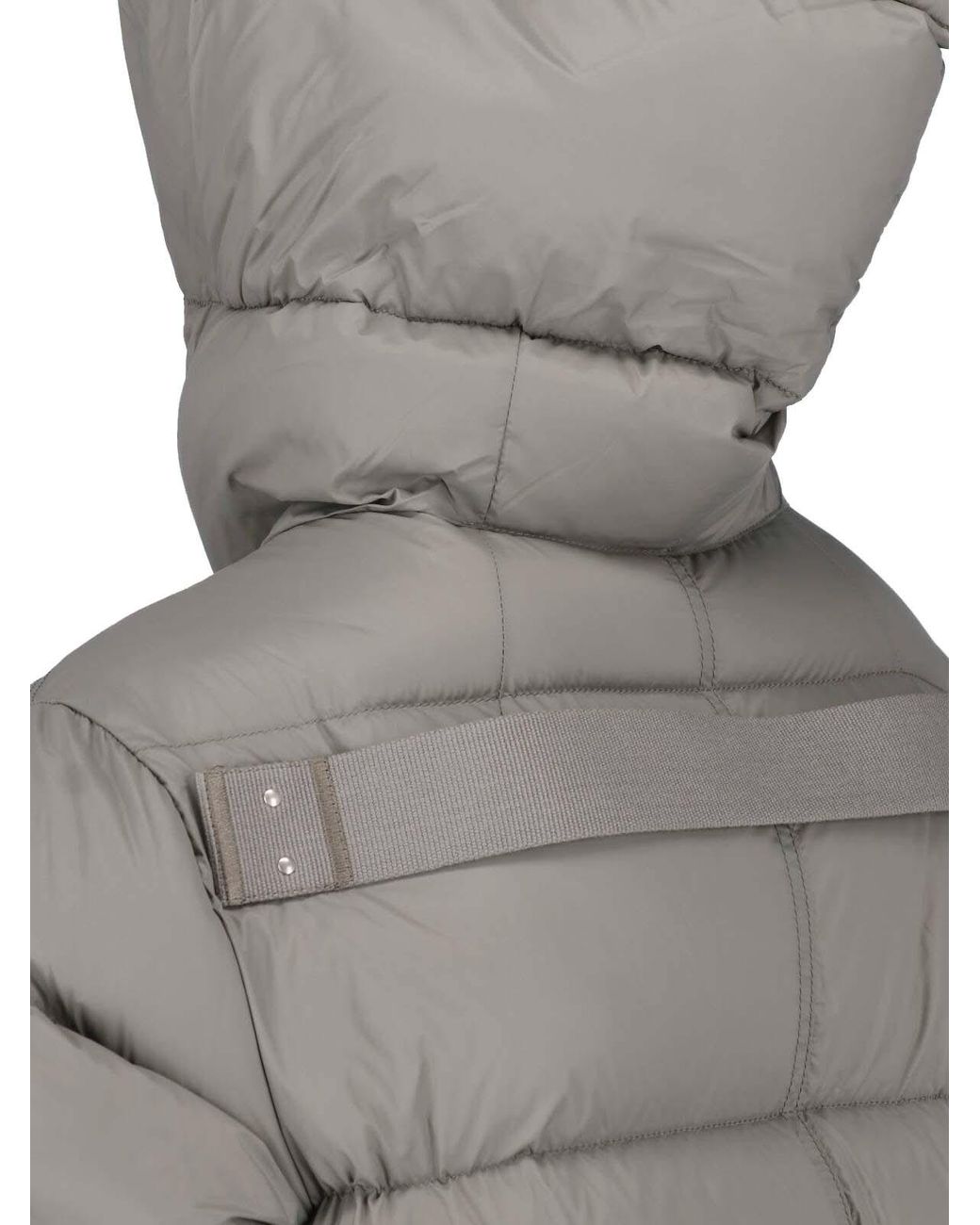 Rick Owens Gray Hooded Short Down Jacket