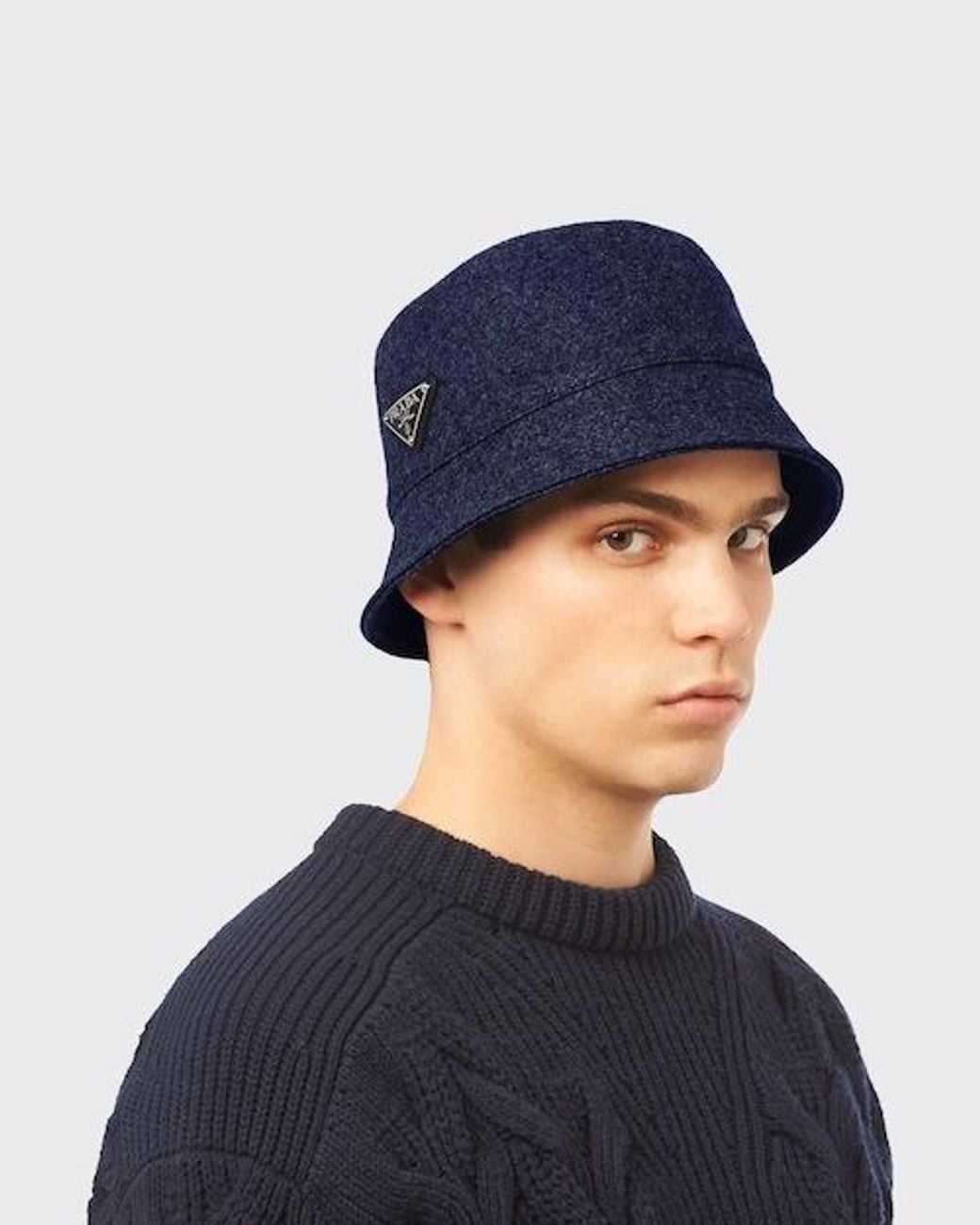 Prada Blue Loden Bucket Hat for men