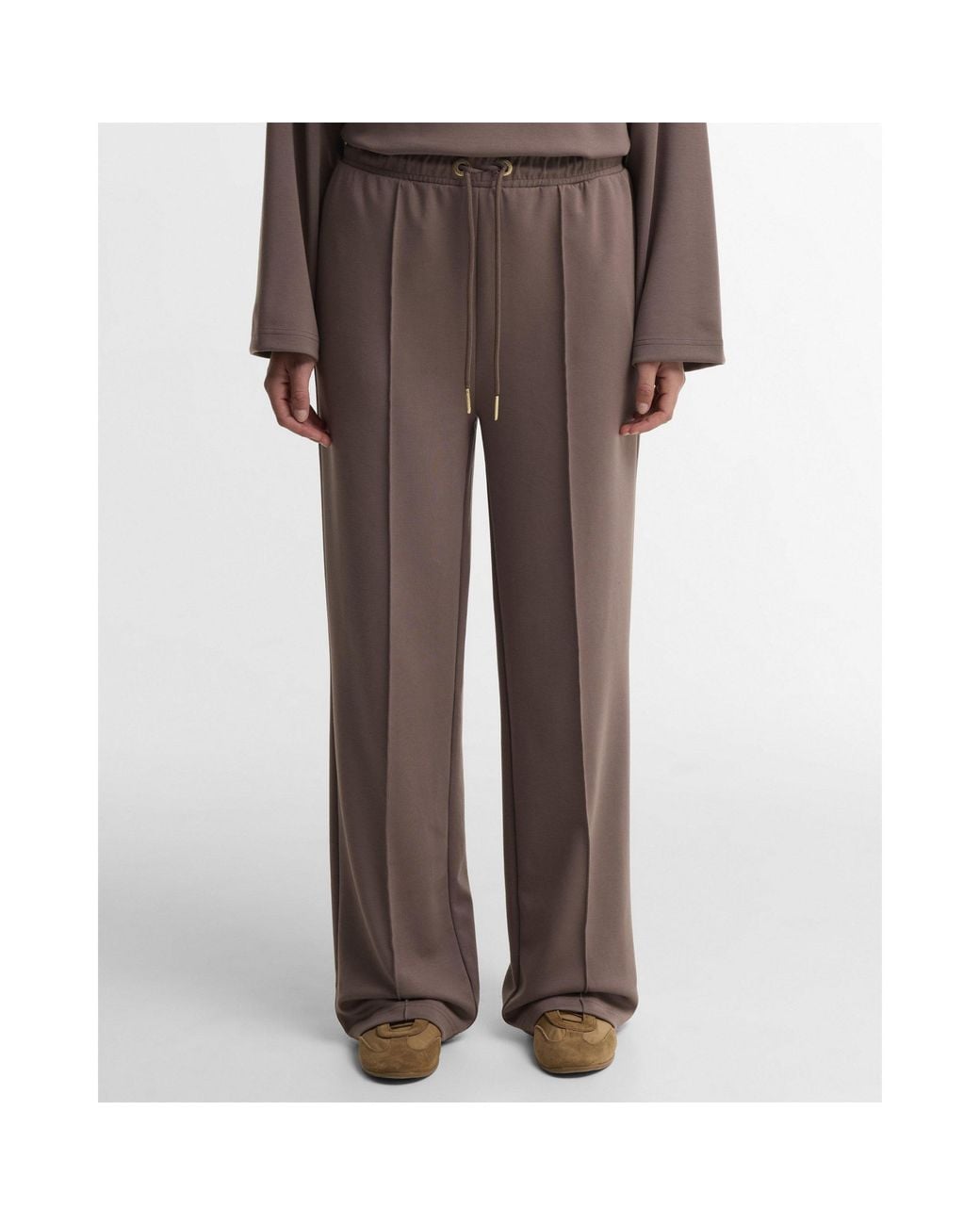 Barbour Brown Drawstring Frontseam Wideleg Trousers