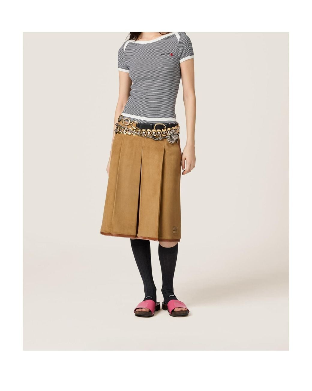 Miu Miu Gray Petit Bateau X Ribbed Jersey T-Shirt