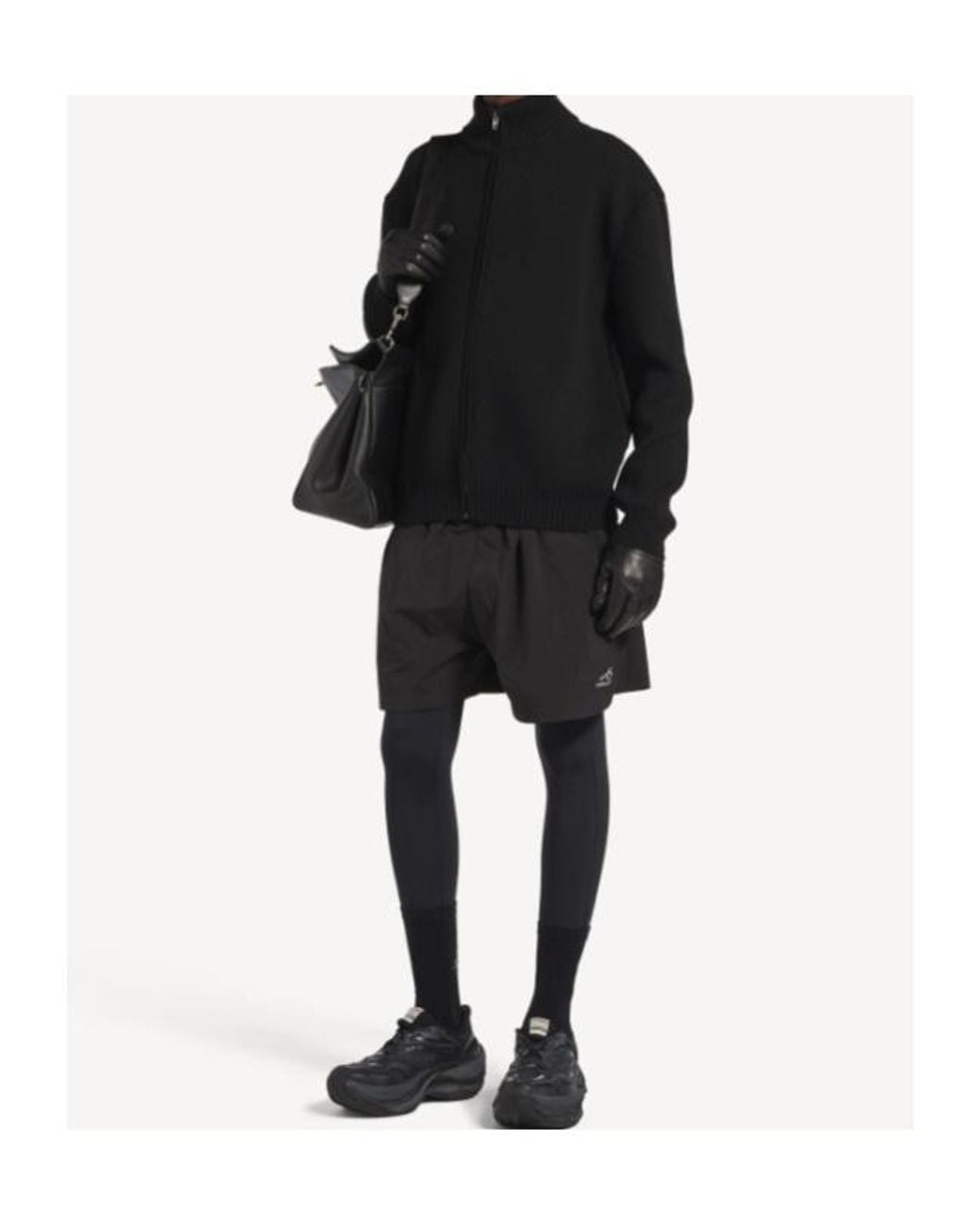 Balenciaga Black Graphic Zip-Up Cardigan for men