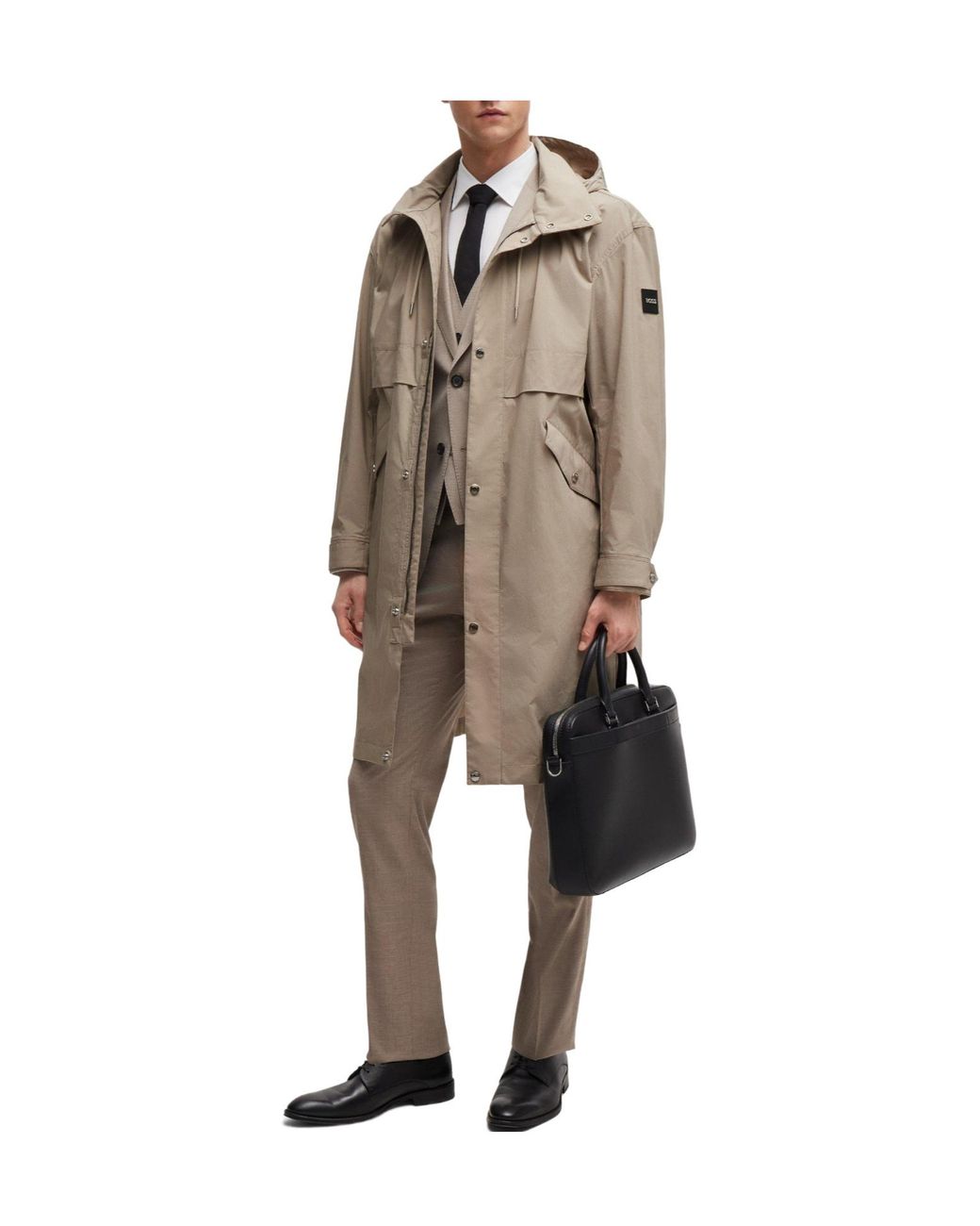 Boss Brown Long Hooded Parka for men
