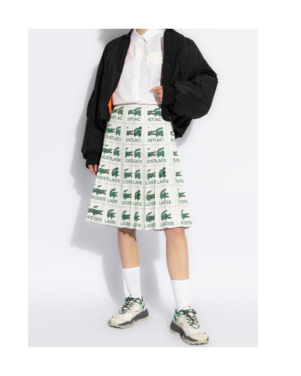 Lacoste Green Embroidered Pleated Skirt