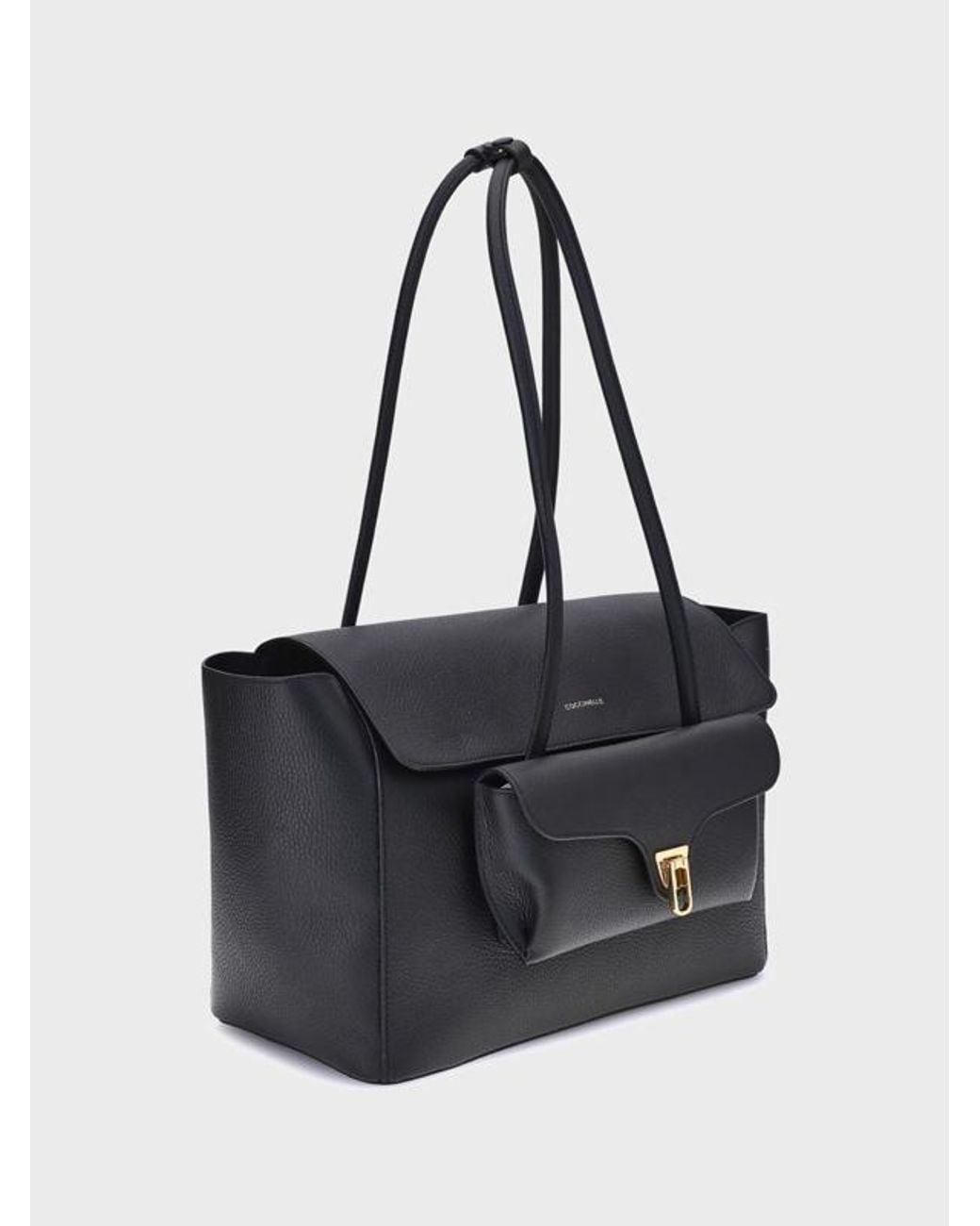 Coccinelle Black Double Beat Flap Shoulder Bag