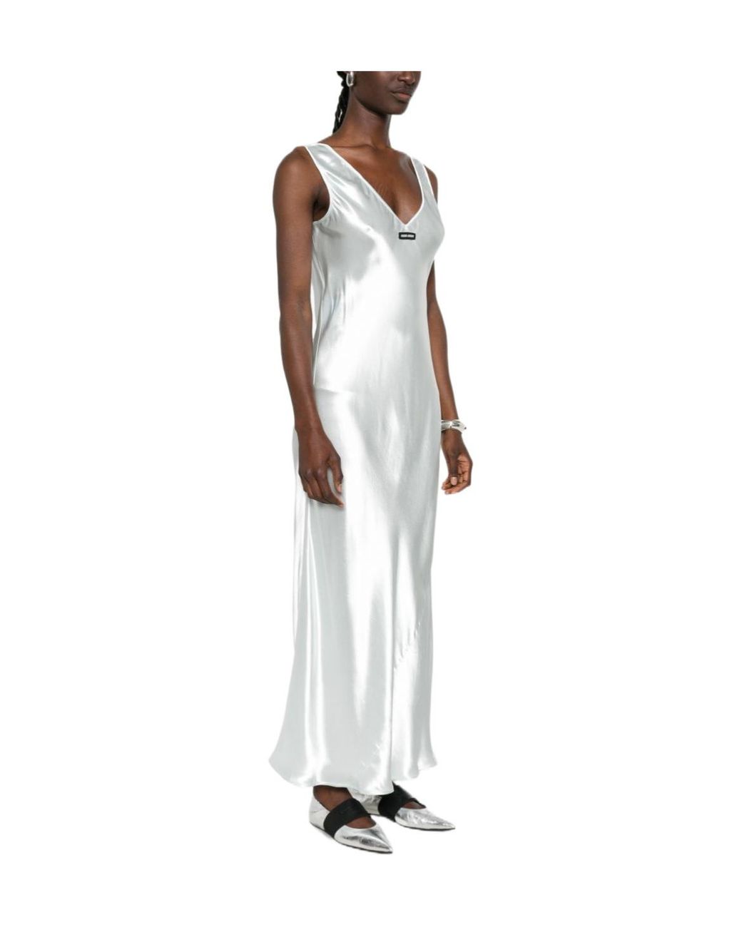 Miu Miu White V-Neck Sleeveless Maxi Dress