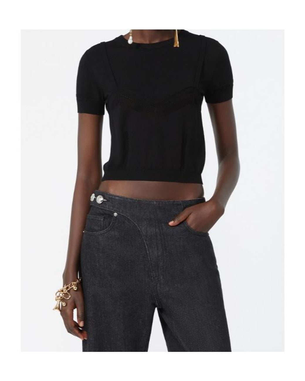 Sportmax Black Short-Sleeved Knit Top