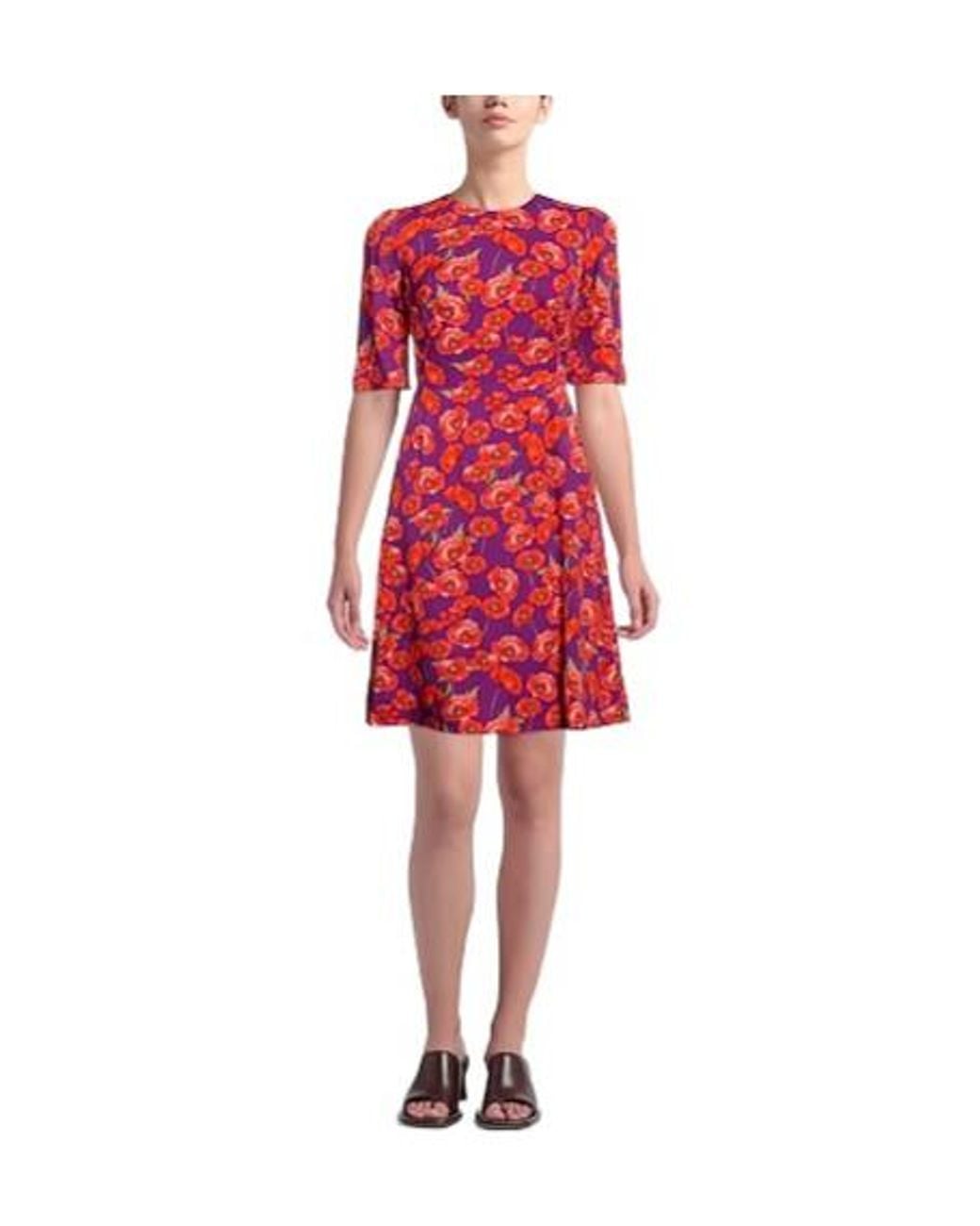 Dolce & Gabbana Red Floral Print A-Line Dress