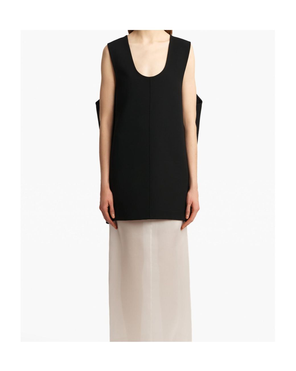 Khaite Black Nyona Scoop-Neck Sleeveless Mini Dress