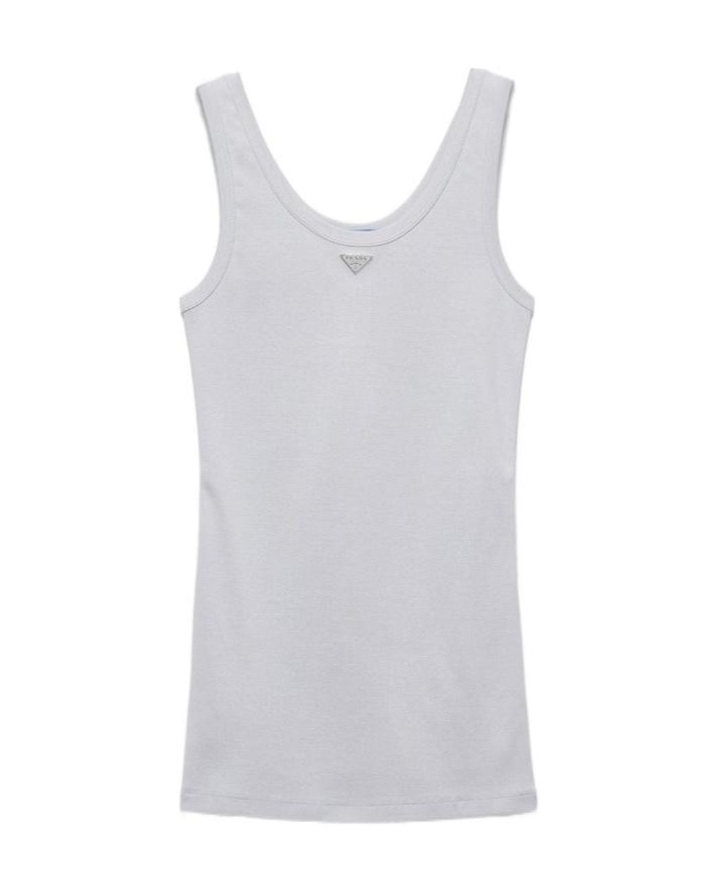 Prada White Ribbed Knit Tank Top