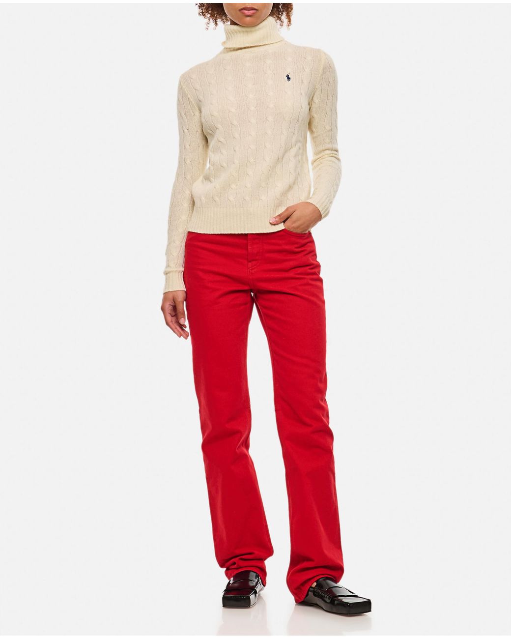 Polo Ralph Lauren White Roll Neck Knitted Jumper