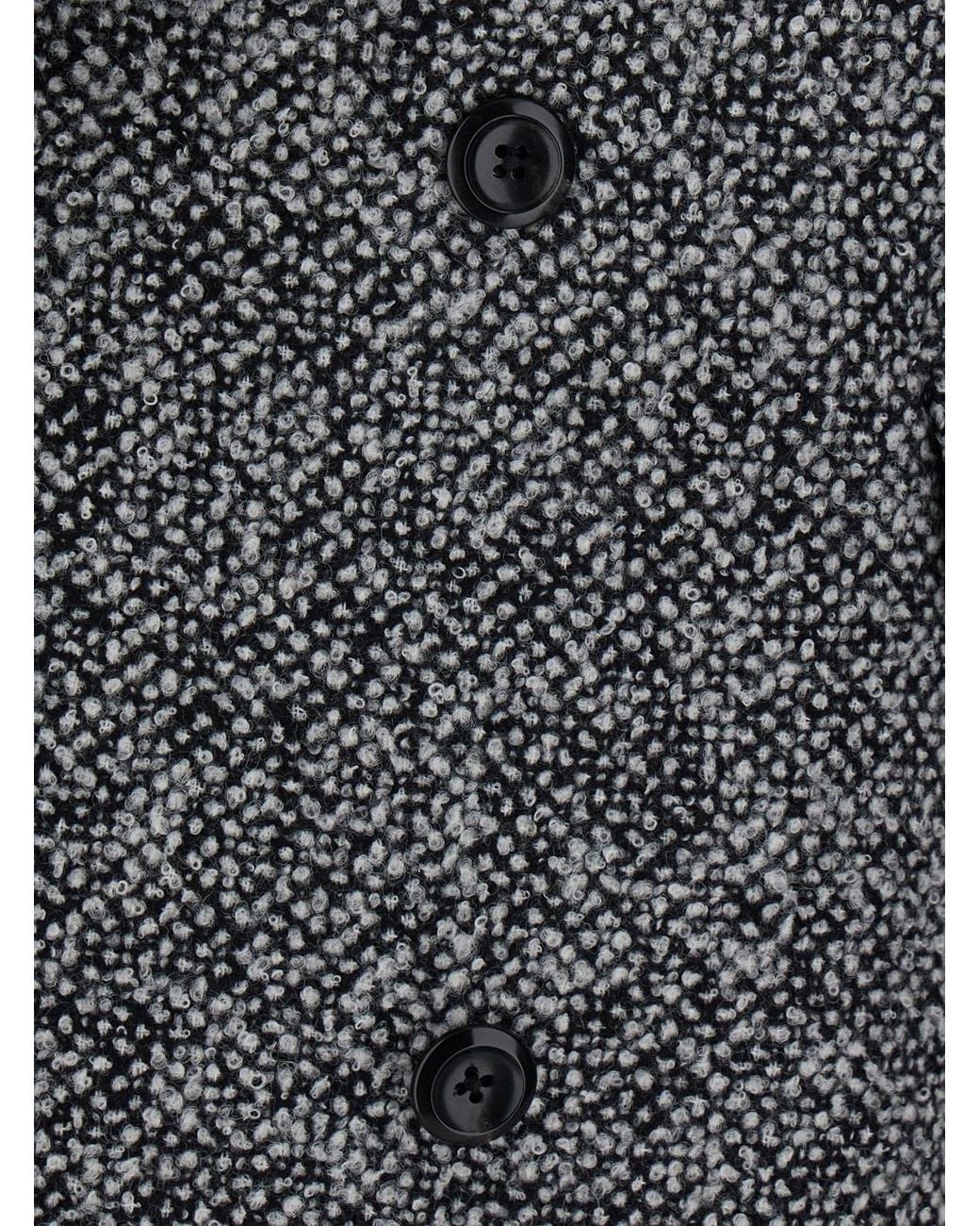Emporio Armani Gray Textured Double-Breasted Coat for men