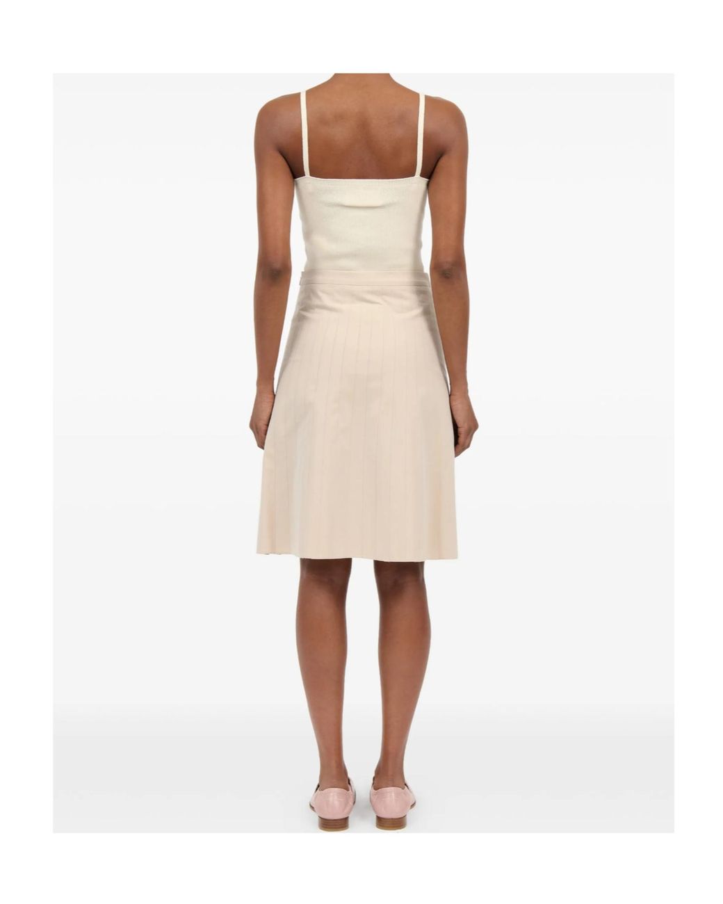 MM6 by Maison Margiela Natural Pleated Poplin Skirt