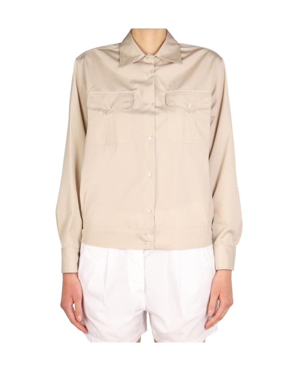 Aspesi White Pointed-Collar Buttoned Shirt