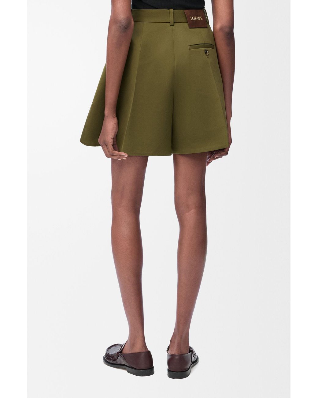 Loewe Green Trapeze Mid-Rise Shorts
