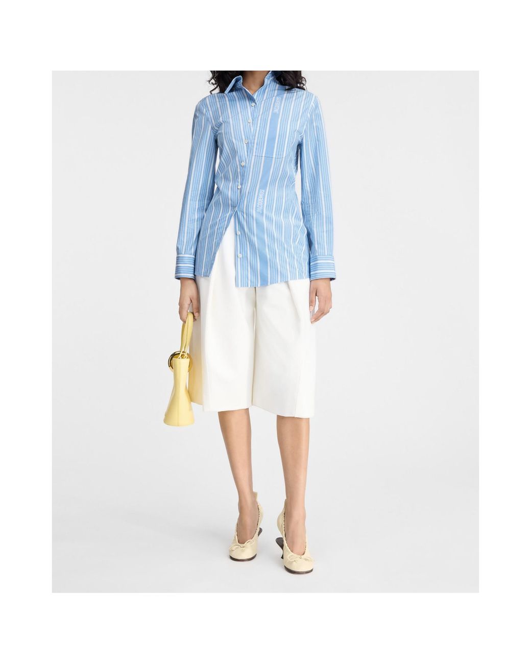 Jacquemus Blue Pablo Striped Asymmetric Hem Shirt