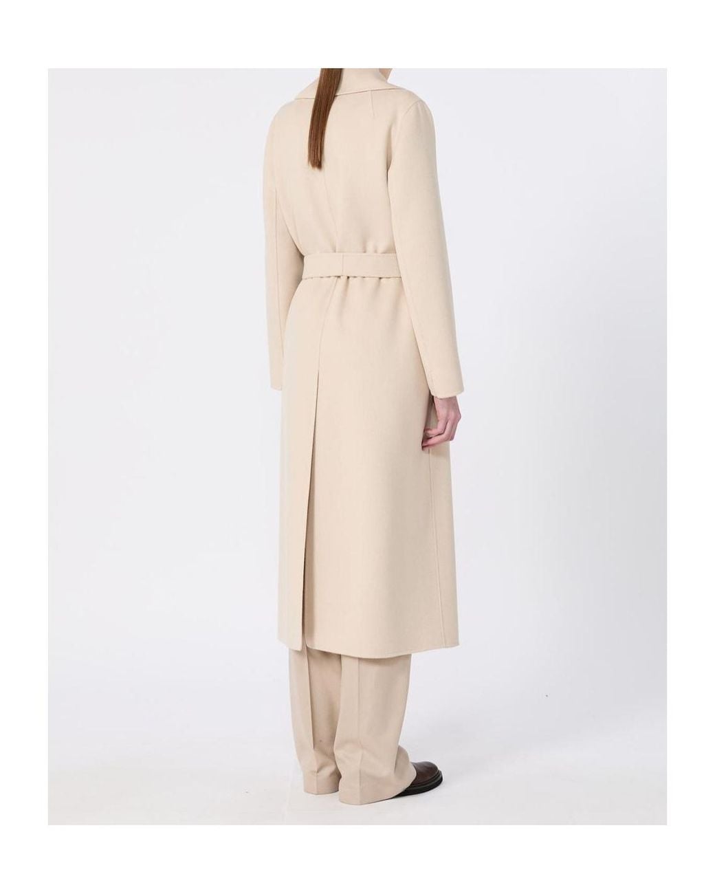 Max Mara Natural Virgin Wool Wrap Coat