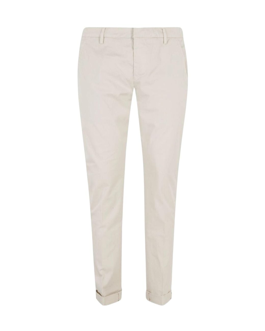 Dondup White Mid-Rise Straight Leg Trousers for men
