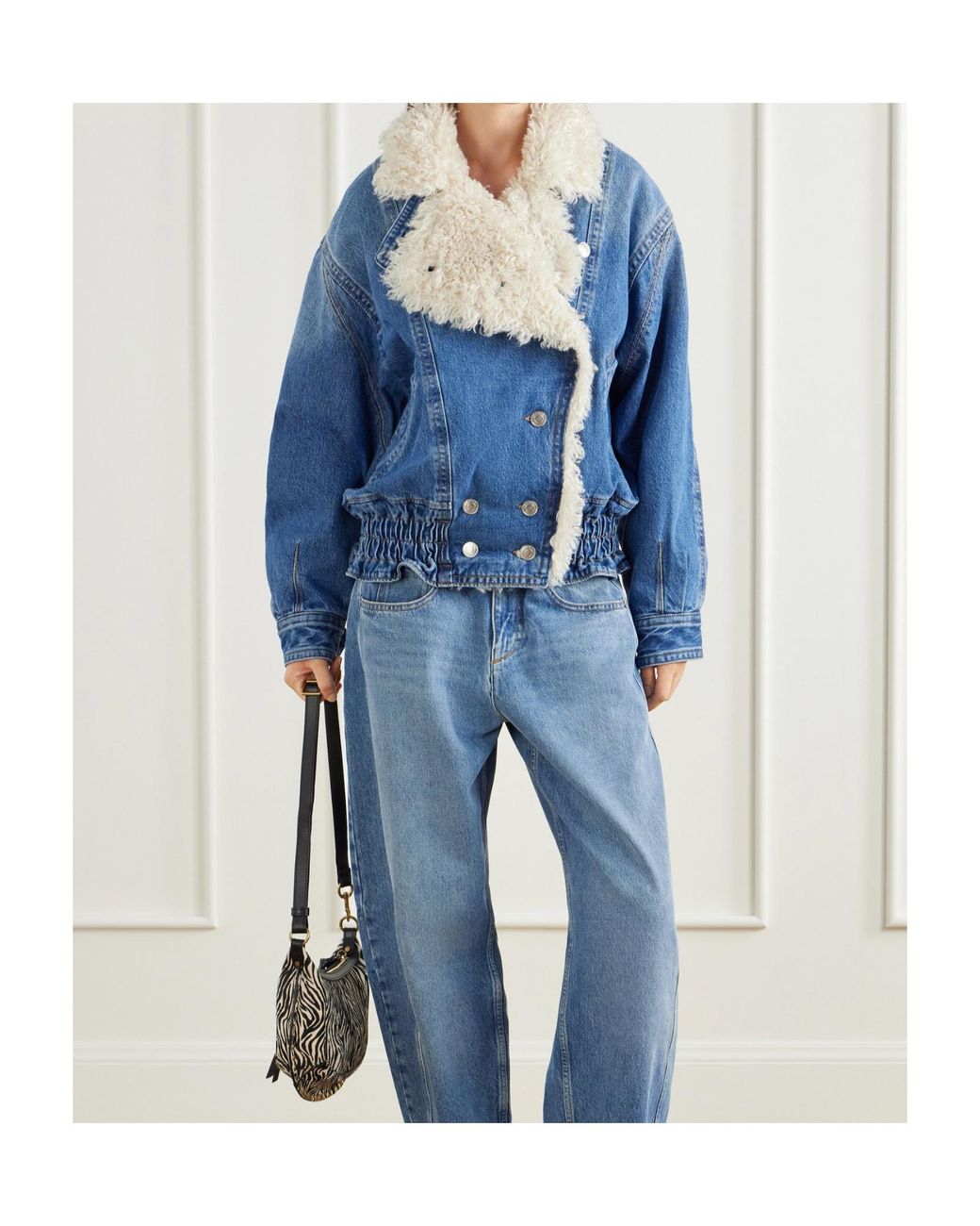 Isabel Marant Blue Valineo Shearling Denim Jacket