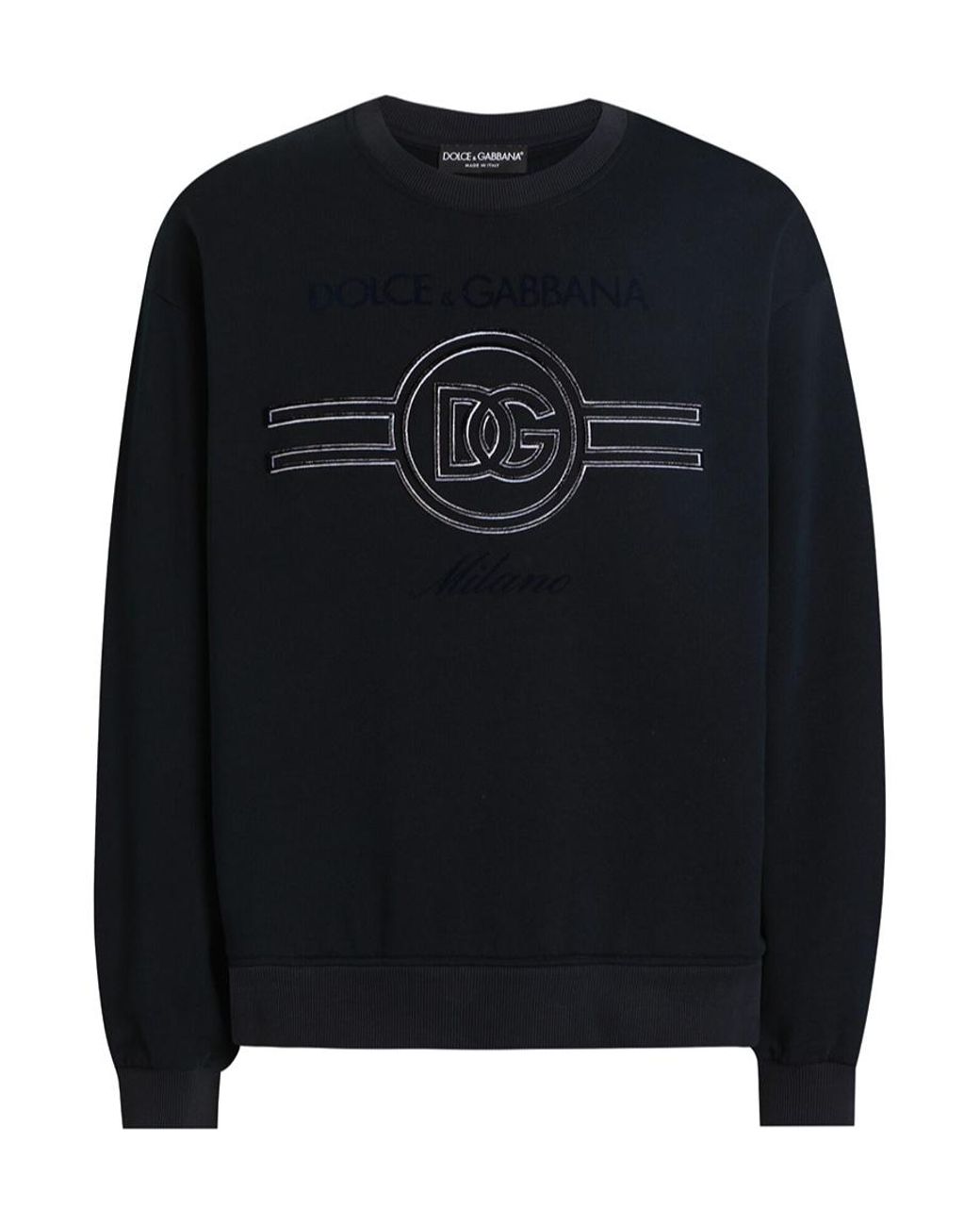 Dolce & Gabbana Black Logo Embroidered Crewneck Sweatshirt for men
