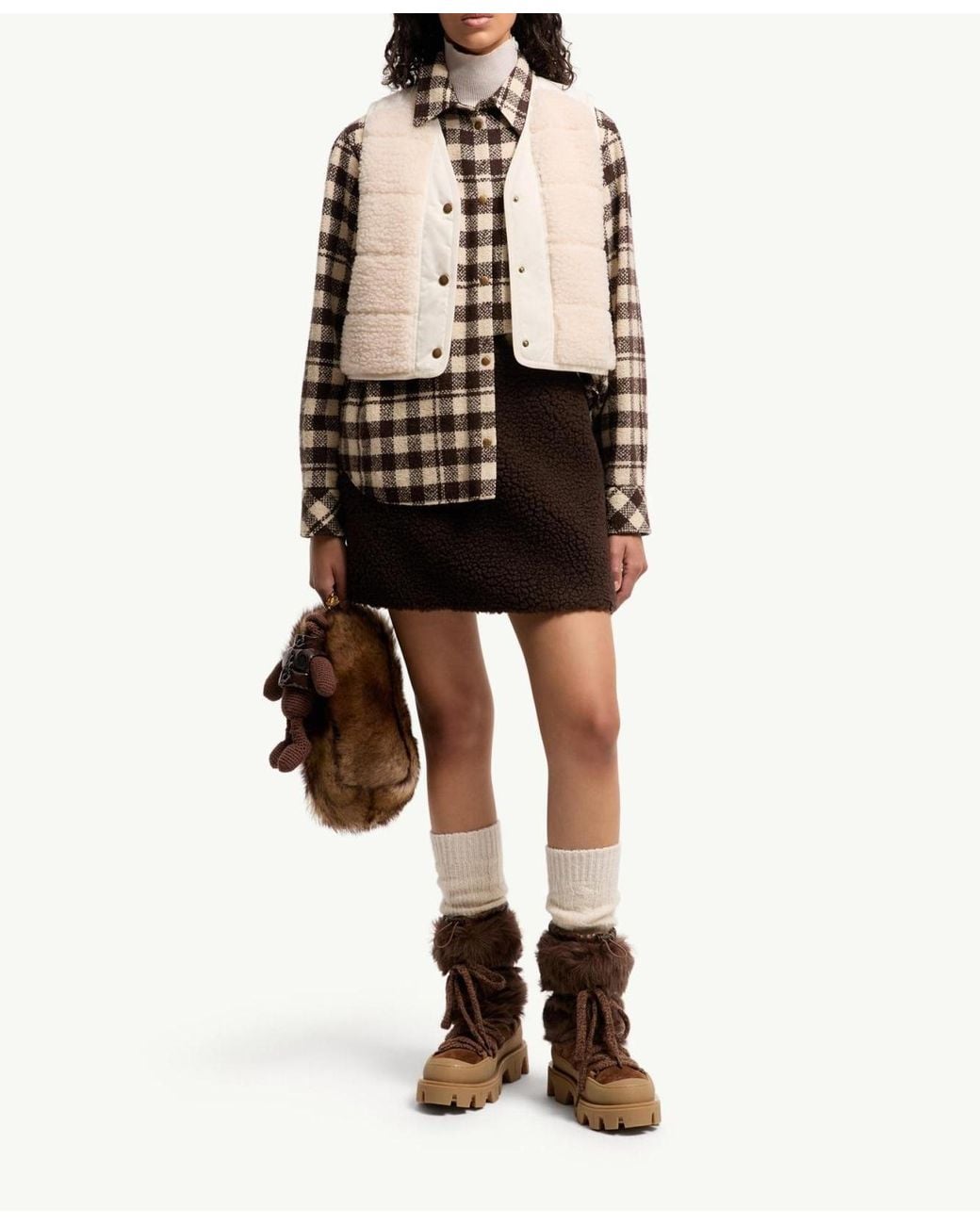 Moncler Natural Fluffy Teddy Padded Vest