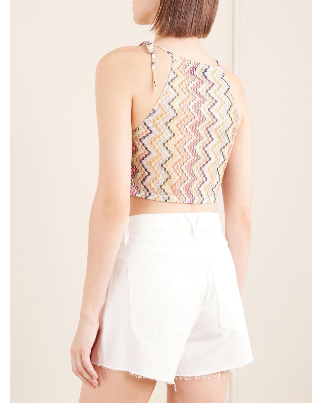 Missoni Pink Striped Mesh Halterneck Top