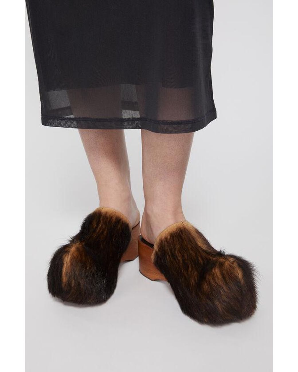 Acne Brown Wood Clogs