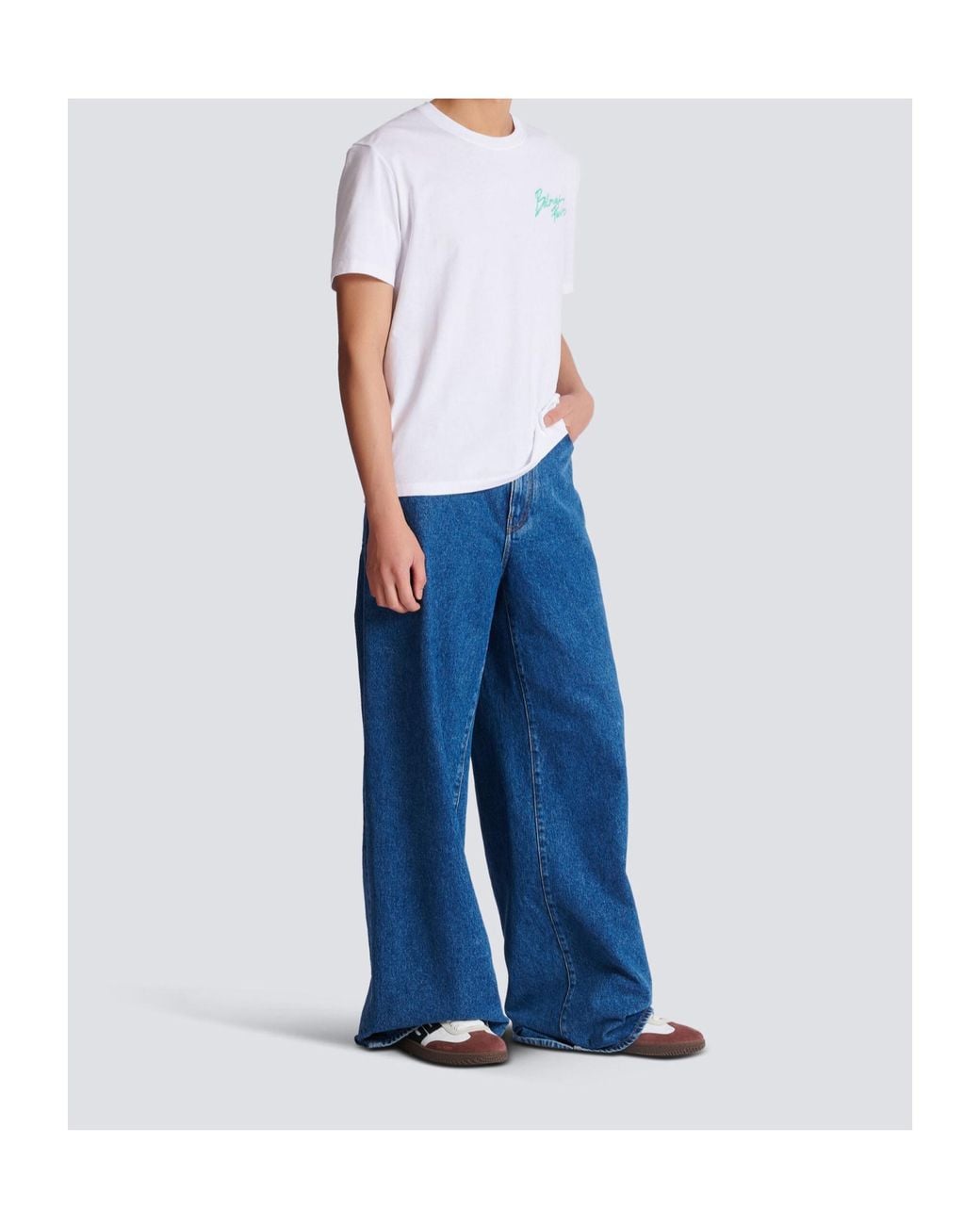 Balmain White T-Shirt With Paris Brush Print for men