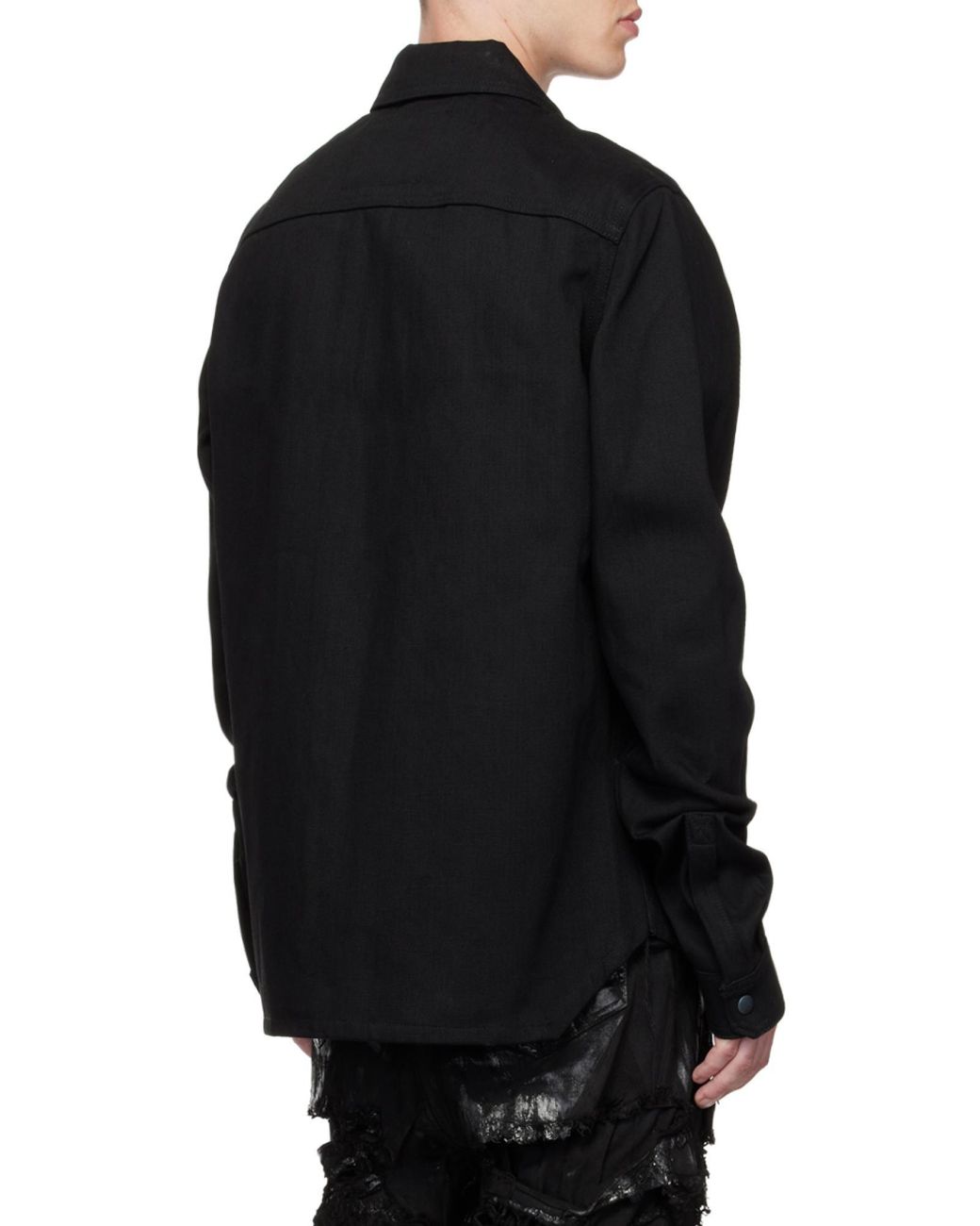 Rick Owens Black Patch Pocket Cotton Shirt Jacket for men