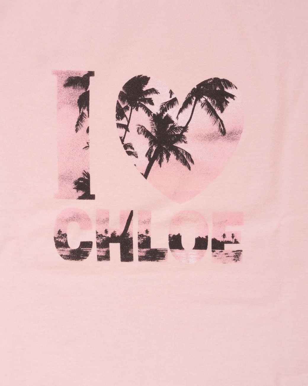 Chloé Pink Chloé Palm Tree Printed Crewneck T-Shirt