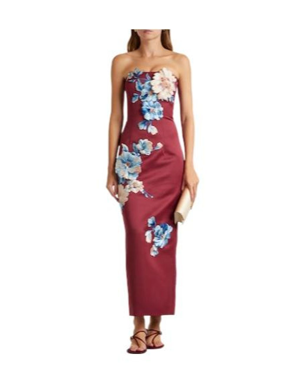 Leo Red Rayna Floral-Appliqué Bustier Dress