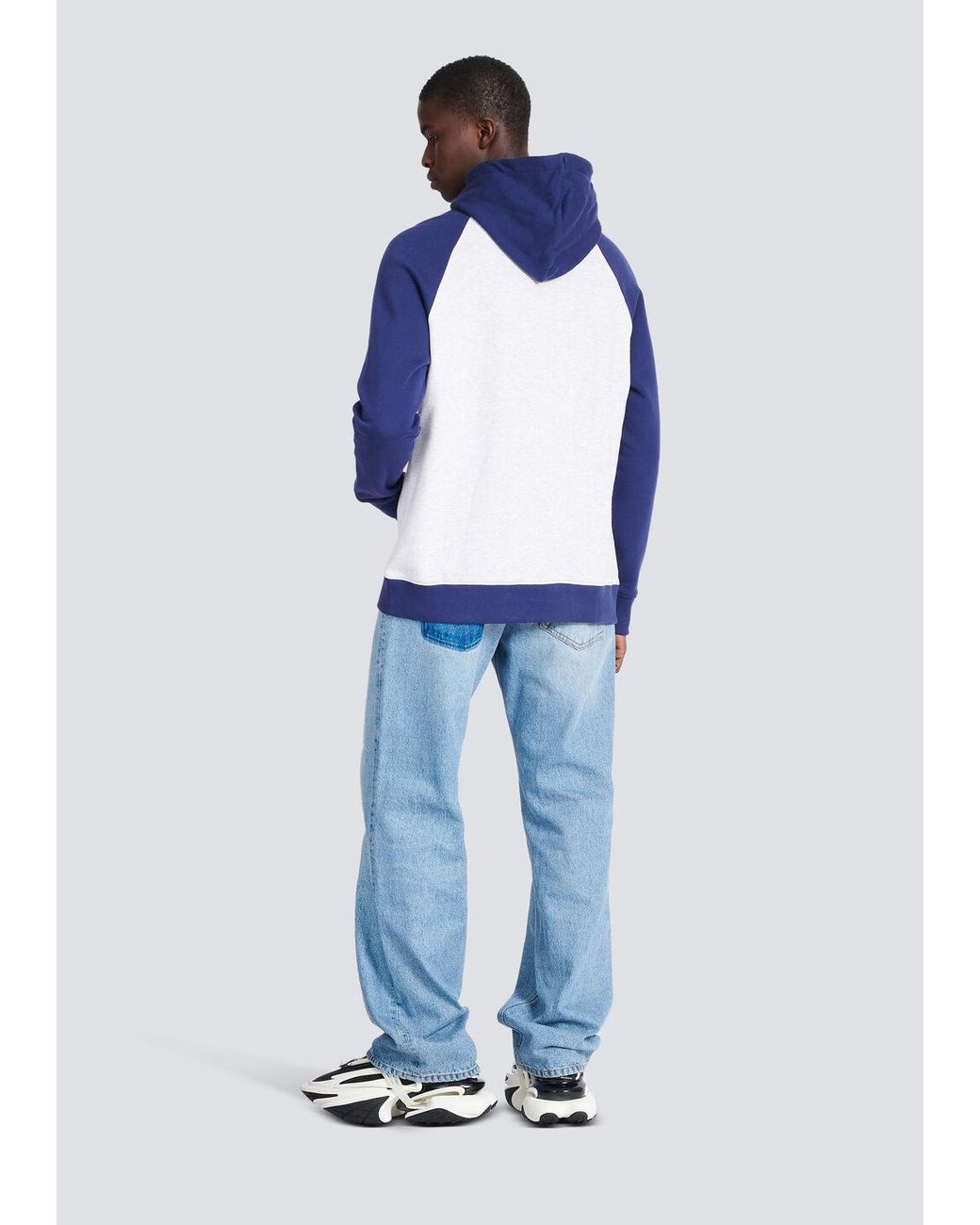 Balmain Blue Retro '70S Hoodie for men