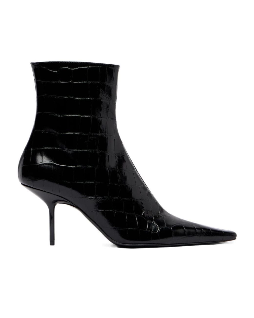 Victoria Beckham Black 75 Croc-Effect Ankle Boots