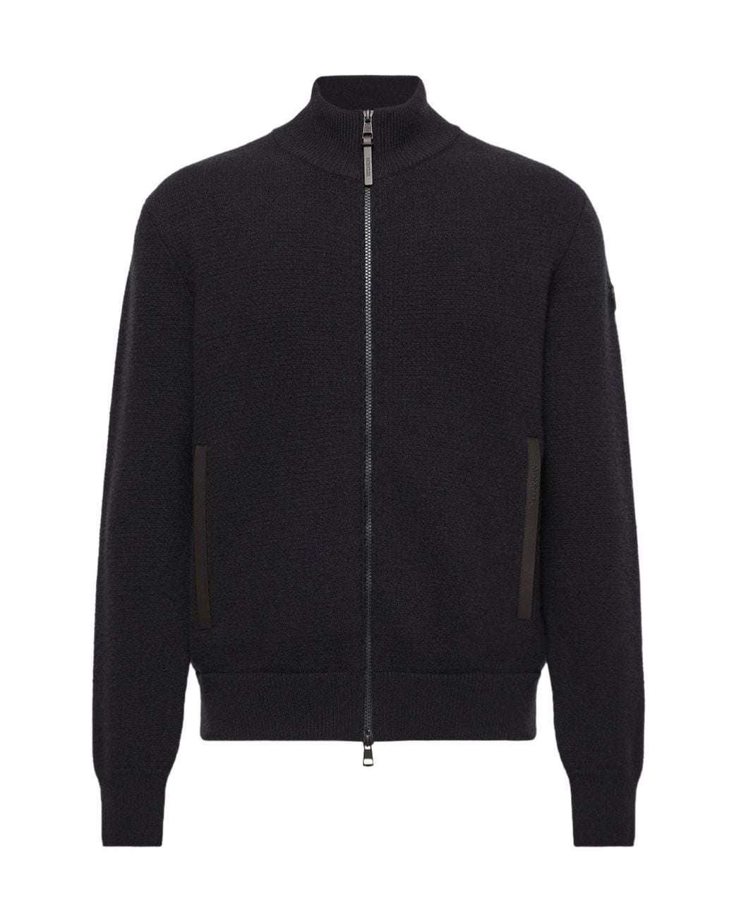 Moncler Blue Wool Cashmere Blend Zip-Up Cardigan for men